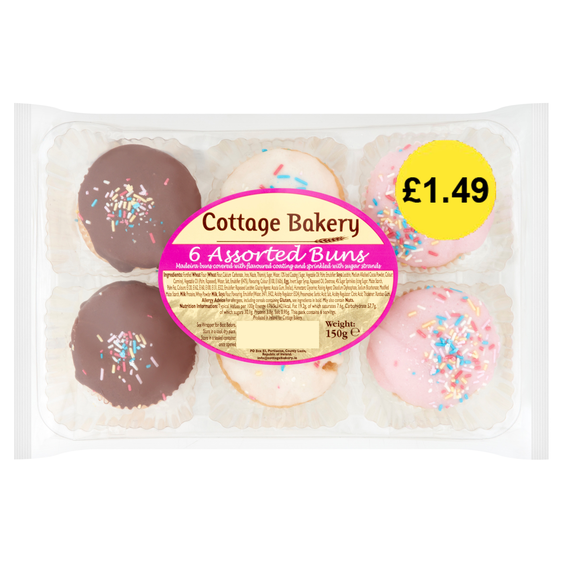 Cottage Bakery 6 Assorted Buns (Jan - Oct 23) RRP 1.49 CLEARANCE XL 89p each or 2 for 1.50